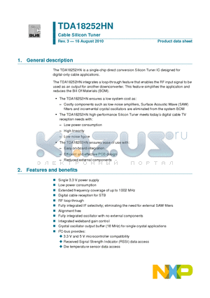 TDA18252HN datasheet - Cable Silicon Tuner