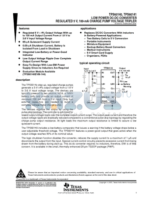 TPS60140PWP datasheet - LOW POWER DC-DC CONVERTER REGULATED 5 V, 100-mA CHARGE PUMP VOLTAGE TRIPLER