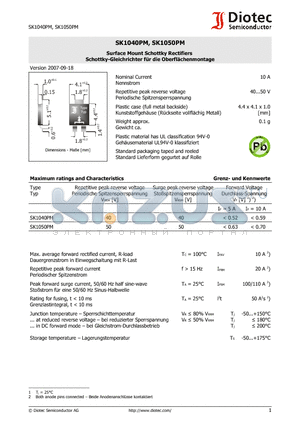 SK1050PM datasheet - Surface Mount Schottky Rectifiers