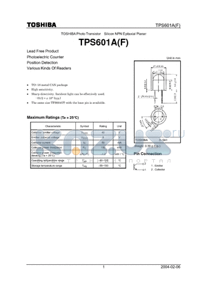 TPS601A datasheet - PHOTOELECTRIC COUNTER POSITION DETECTION VARIOUS KINDS OF READERS