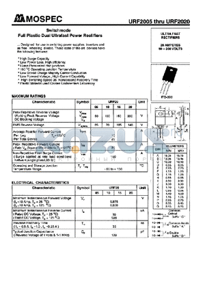 URF2005 datasheet - POWER RECTIFIERS(20A,50-200V)