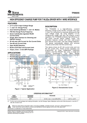 TPS60255RTER datasheet - HIGH EFFICIENCY CHARGE PUMP FOR 7 WLEDs DRIVER WITH 1 WIRE INTERFACE