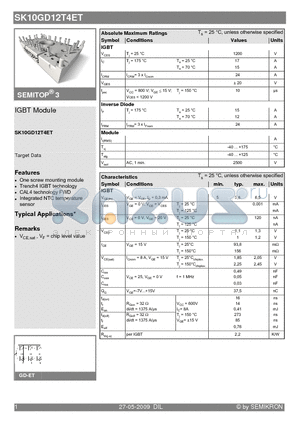 SK10GD12T4ET datasheet - IGBT Module