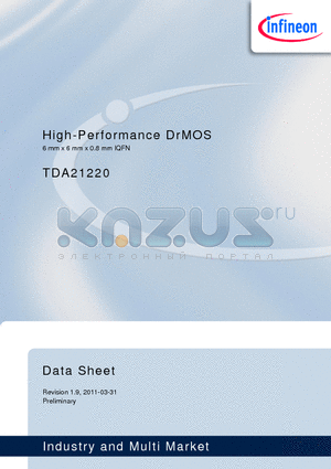 TDA21220 datasheet - High-Per formance DrMOS 6 mm x 6 mm x 0.8 mm IQFN