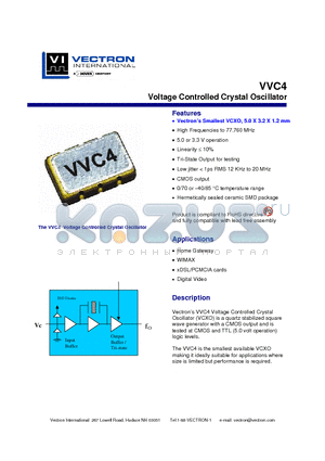 VVC4 datasheet - Voltage Controlled Crystal Oscillator