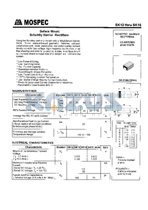 SK12 datasheet - SCHOTTKY BARRIER RECTIFIERS(1.0A,20-60V)