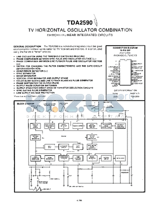 TDA2590 datasheet - TV HORIZONTAL OSCILLATOR COMBINATION