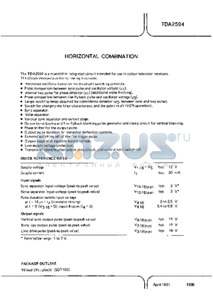 TDA2594 datasheet - HORIZONTAL COMBINATION