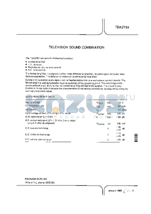 TDA2791 datasheet - Television sound combination