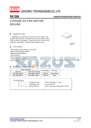 SK1288 datasheet - 2-PHASE DC-FAN MOTOR DRIVER