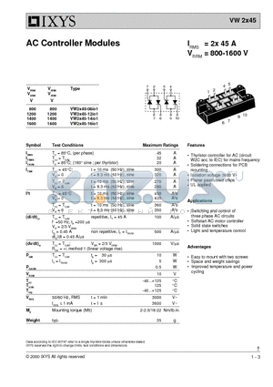 VW2X45 datasheet - AC Controller Modules