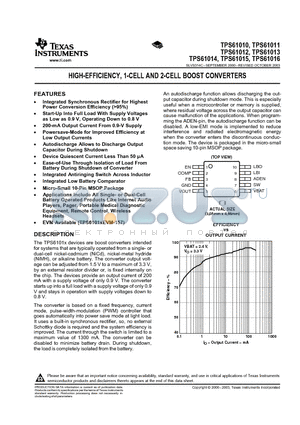 TPS61012 datasheet - HIGH-EFFICIENCY, 1-CELL AND 2-CELL BOOST CONVERTERS