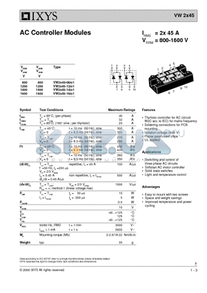 VW2X45-08IO1 datasheet - AC Controller Modules