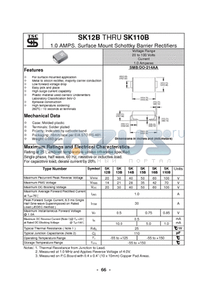 SK12B datasheet - 1.0 AMPS. Surface Mount Schottky Barrier Rectifiers