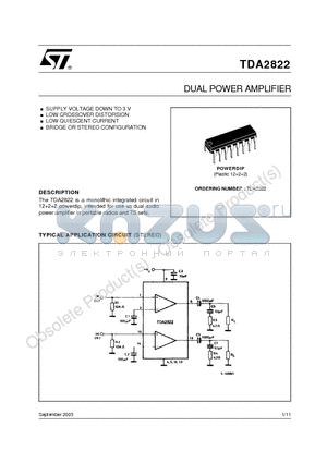 TDA2822_03 datasheet - DUAL POWER AMPLIFIER