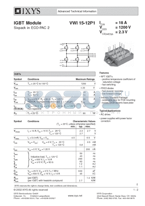 VWI15-12P1 datasheet - IGBT Module