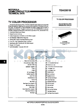 TDA3301B datasheet - TV COLOR PROCESSOR