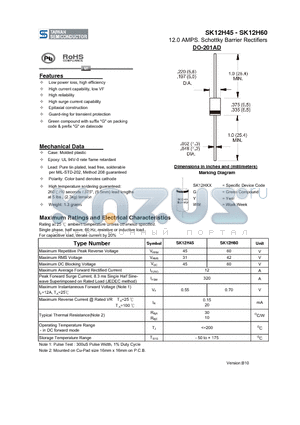 SK12H60 datasheet - 12.0 AMPS. Schottky Barrier Rectifiers