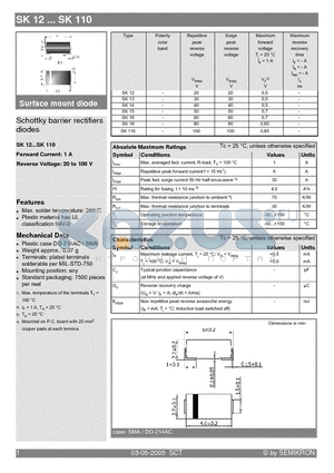 SK13 datasheet - Schottky barrier rectifiers diodes