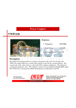 VWP1136 datasheet - Power Couplers