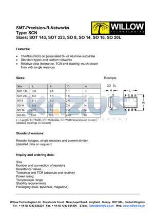 SOT223 datasheet - SMT-Precision-R-Networks