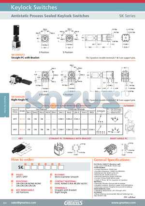 SK13AEG13 datasheet - Antistatic Process Sealed Keylock Switches