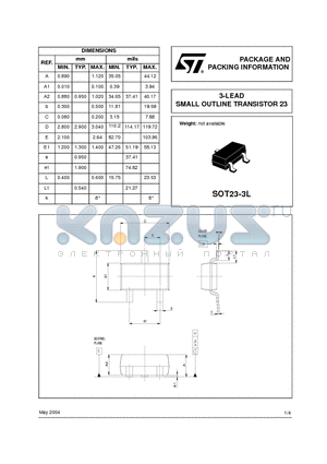 SOT23-3L datasheet - 3-LEAD SMALL OUTLINE TRANSISTOR 23
