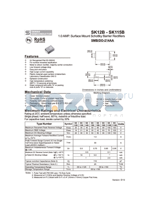 SK13B datasheet - 1.0 AMP. Surface Mount Schottky Barrier Rectifiers