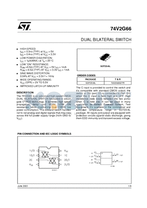 SOT23-8L datasheet - DUAL BILATERAL SWITCH