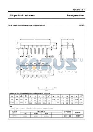 SOT27-1 datasheet - Package outline