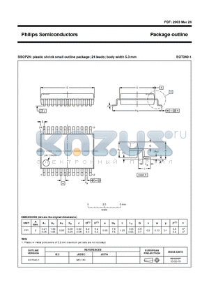 SOT340-1 datasheet - SSOP24: plastic shrink small outline package; 24 leads; body width 5.3 mm