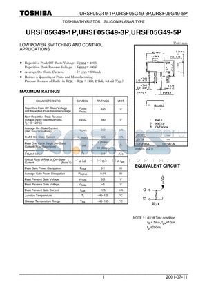 URSF05G49-5P datasheet - TOSHIBA THYRISTOR SILICON PLANAR TYPE