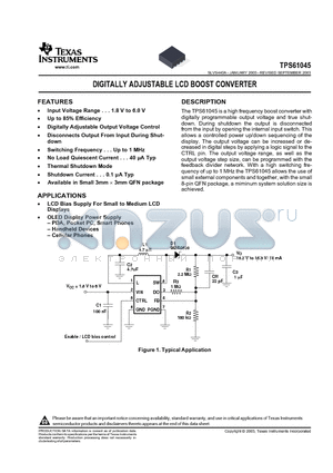 TPS61045DRBR datasheet - DIGITALLY ADJUSTABLE LCD BOOST CONVERTER