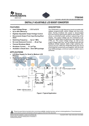 TPS61045DRBT datasheet - DIGITALLY ADJUSTABLE LCD BOOST CONVERTER