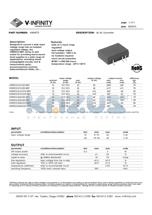 VWRAT2-D12-D15-SMT datasheet - dc-dc converter