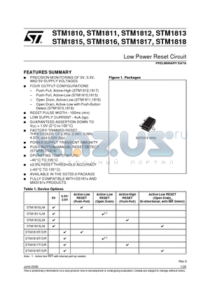STM1810RWX7F datasheet - Low Power Reset Circuit