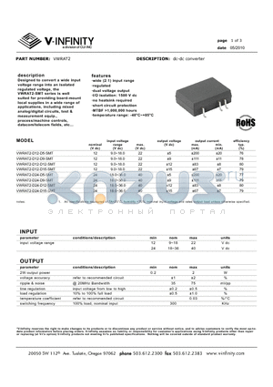 VWRAT2-D24-D15-SMT datasheet - dc-dc converter