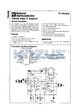 TDA440 datasheet - TDA440 Video IF Amplifier