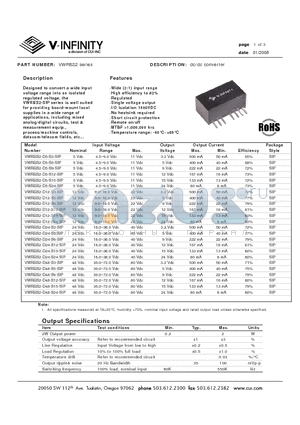VWRBS2-D12-S12-SIP datasheet - dc/dc converter