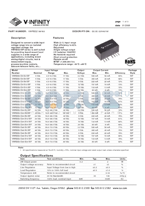 VWRBS2-D12-S15-SIP datasheet - dc/dc converter