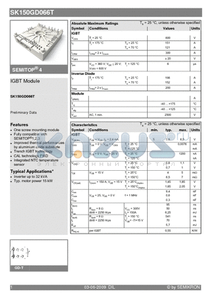 SK150GD066T datasheet - IGBT Module