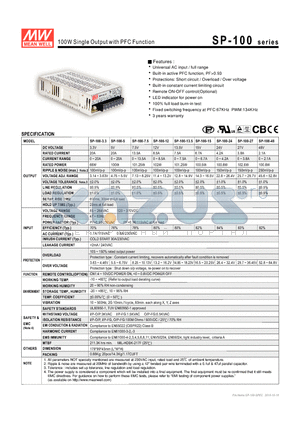 SP-100 datasheet - 100W Single Output with PFC Function