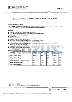 TDA4505 datasheet - Small signal combination IC for colour TV