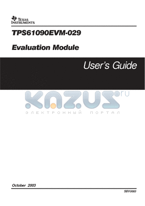 TPS61090EVM-029 datasheet - EVALUATION MODULE
