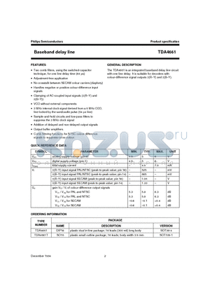 TDA4661T datasheet - Baseband delay line