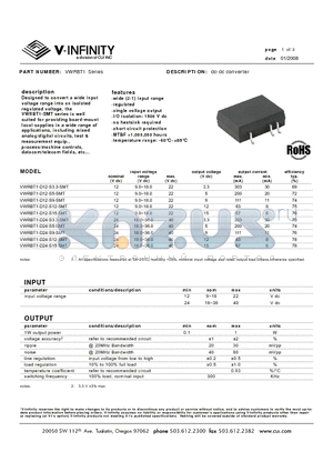 VWRBT1-D12-S3.3-SMT datasheet - dc-dc converter