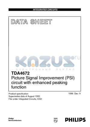 TDA4672 datasheet - Picture Signal Improvement PSI circuit with enhanced peaking function