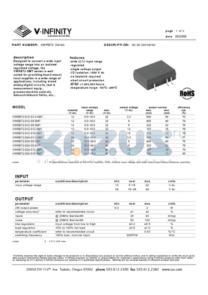 VWRBT2-D12-S15-SMT datasheet - dc-dc converter