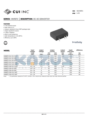 VWRBT2-D12-S9-SMT datasheet - DC-DC CONVERTER