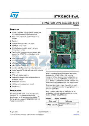 STM32100B-EVAL datasheet - STM32100B-EVAL evaluation board